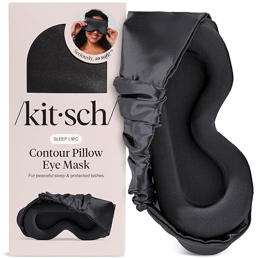 Kitsch Contour Pillow Eye Mask – Softer Than Silk Eye Masks for Sleep, Blindfold Sleep Masks for Women & Men, No Eye Pressure, Lightweight, Eye Care, Travel Essentials - Charcoal