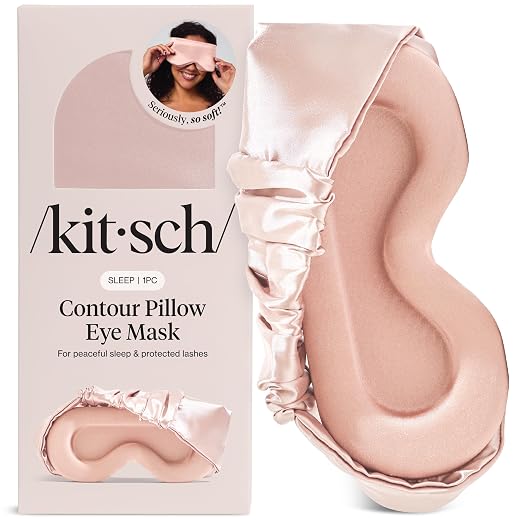 Kitsch Contour Pillow Eye Mask – Softer Than Silk Eye Masks for Sleep, Blindfold Sleep Masks for Women & Men, No Eye Pressure, Lightweight, Eye Care, Travel Essentials - Blush