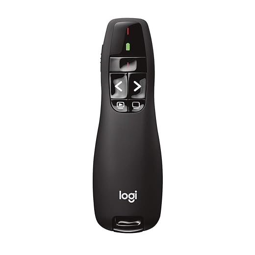 Logitech Wireless Presenter R400, USB-A PowerPoint Clicker with Laser Pointer, Wireless Presentation Clicker Remote