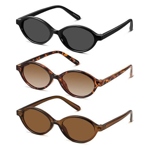 GRFISIA Retro Oval Sunglasses for Women Trendy Vintage 90s Y2K Designer Sun Glasses UV400 Protection