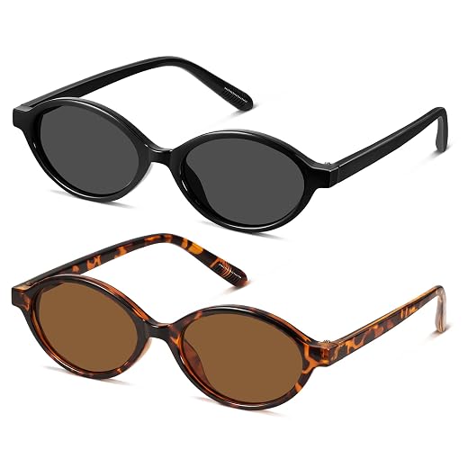 GRFISIA Retro Oval Sunglasses for Women Trendy Vintage 90s Y2K Designer Sun Glasses UV400 Protection