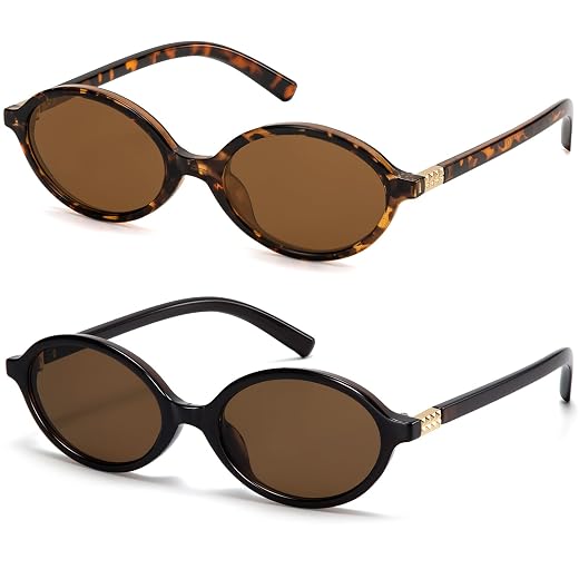 ViewJoy Retro Oval Sunglasses for Women Vintage 90s Y2K Trendy Designer Sun Glasses