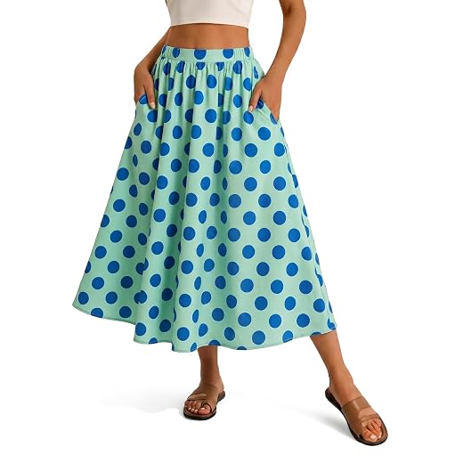 Cicy Bell Womens Summer Striped Maxi Skirts A-Line Elastic Waist Flowy Skirt Beach Vacation Outfits