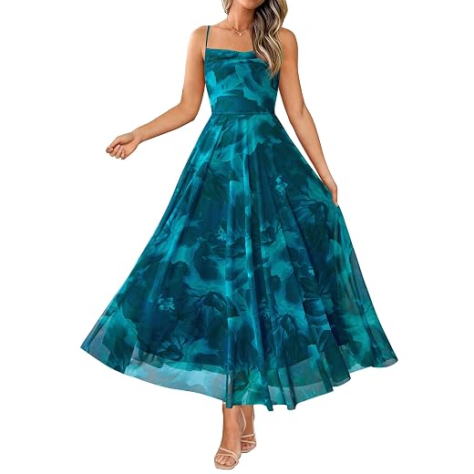 BTFBM Women Summer Floral Maxi Dresses Elegant Spaghetti Strap Dress Printed Party Dress Beach Long Dresses