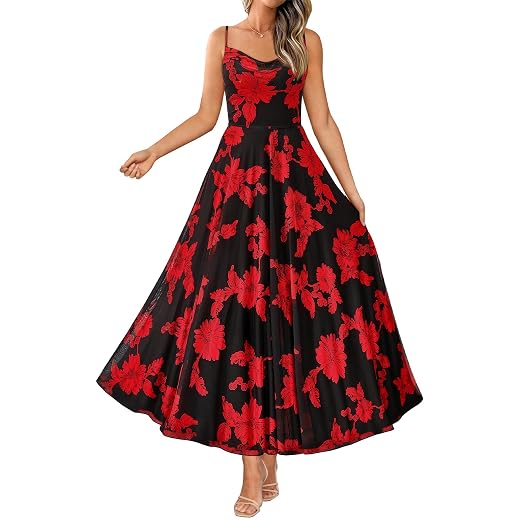 BTFBM Women Summer Floral Maxi Dresses Elegant Spaghetti Strap Dress Printed Party Dress Beach Long Dresses