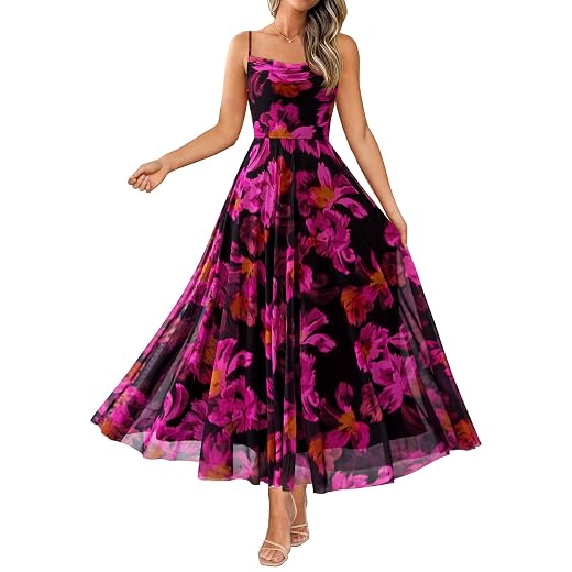 BTFBM Women Summer Floral Maxi Dresses Elegant Spaghetti Strap Dress Printed Party Dress Beach Long Dresses