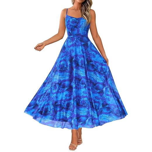 BTFBM Women Summer Floral Maxi Dresses Elegant Spaghetti Strap Dress Printed Party Dress Beach Long Dresses