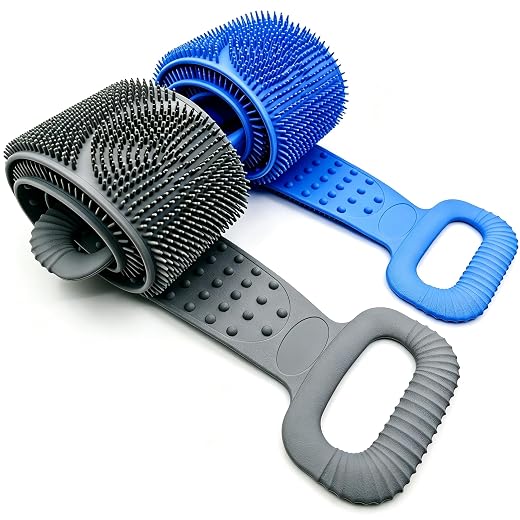 Sofine® 2 Pack Silicone Back Scrubber for Shower,36in Dual Sided Body Scrubber,Shower Brush Washer Extra Long with Handle,Back Applicator,Exfoliating Back Scrubbers for Use in Shower Men&Women