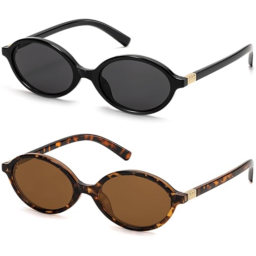 ViewJoy Retro Oval Sunglasses for Women Vintage 90s Y2K Trendy Designer Sun Glasses