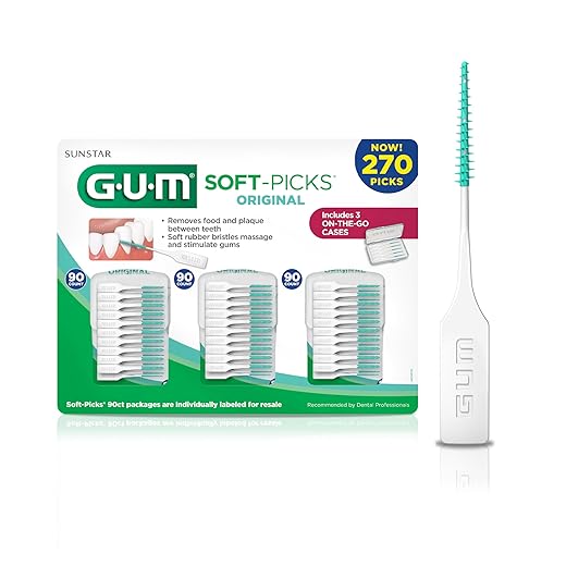 GUM Soft-Picks Original, Easy to Use Dental Picks for Teeth Cleaning and Gum Health, Disposable Interdental Brushes with Convenient Carry Case, Dentist Recommended Dental Picks, 270 Count