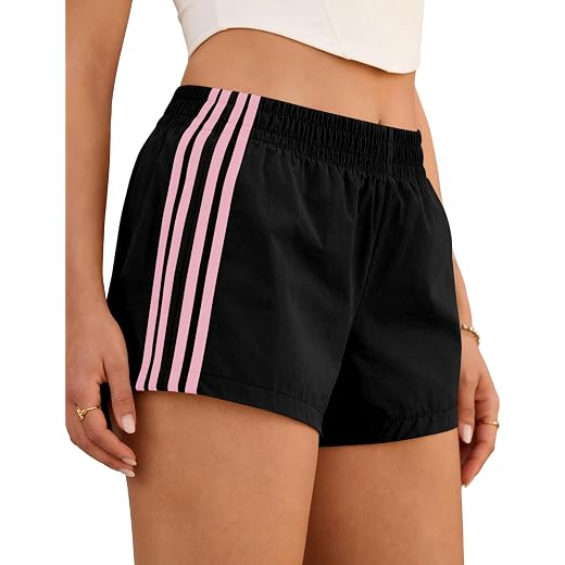 Shorts for Women Sweat Track Athletic Shorts Summer Low Rise Mini Side Stripes Gym Y2k Cute Girls Athleisure Clothing