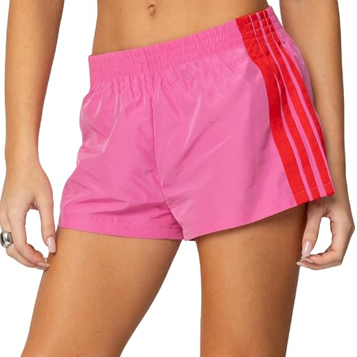 NUFIWI Women Striped Athletic Shorts Elastic Waist Wide Leg Track Shorts Casual Loose Workout Running Sweat Shorts