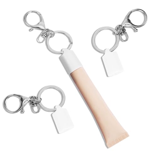 2Pcs Lip Gloss Keychain Compatible with Summer Fridays 0.5 oz Cap Keychain Replacement for LANGIGE 0.35 oz Lip Balm, Travel Size Lipgloss Holder Case with Keyring Portable Lipgloss Accessory(ONLY Cap)