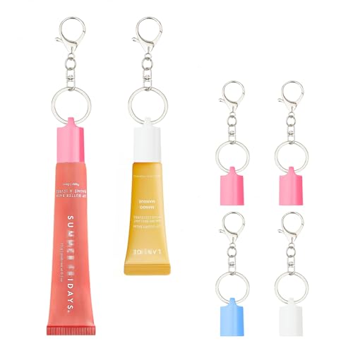 4Pcs Keychain Cap Compatible with Summer Fridays 0.5 Oz & for LANGIGE 0.35 oz, Stylish Lip Balm Holder for Bags (ONLY Cap)