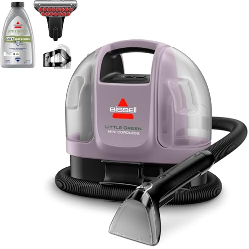 BISSELL Little Green Mini Cordless Portable Carpet and Upholstery Deep Cleaner, Car/Auto Detailer, with HydroRinse Self-Cleaning Tool and 4" Tough Stain Tool, Limited Edition Color Dusk Pink, 4015F