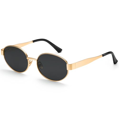 Dollger Retro Polarized Oval Sunglasses for Women Trendy Small Classic Designer Black Sunglasses Shades UV400 Protection