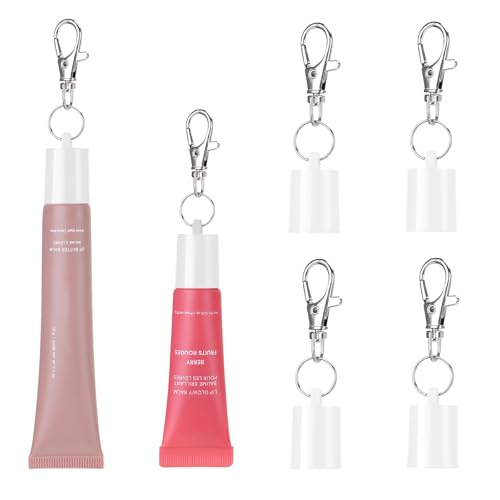 Keychain Cap for Summer Fridays 0.5 Oz Lip Balm Keychain, Portable Lip Gloss Holder Compatible with LANGIGE 0.35 oz Lip Balm (4 white)