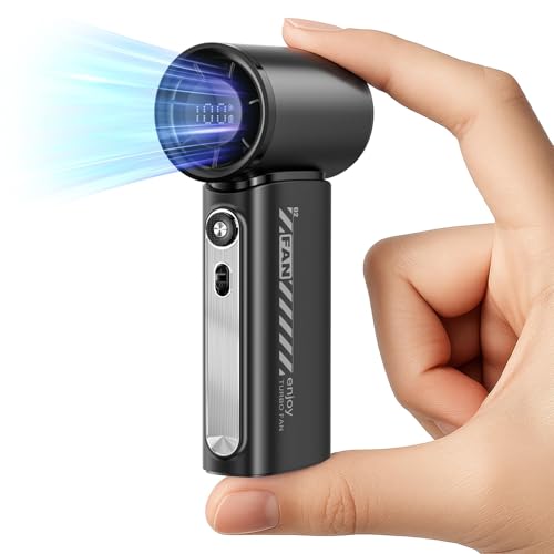 Koonie 19000 RPM High Speed Portable Handheld Fan,100 Speeds Mini Turbo Fan, 3600mAh, 12H Max Cooling Time, Digital Display, 5" Height, Rechargeable Hand Fan for Outdoor Indoor Black