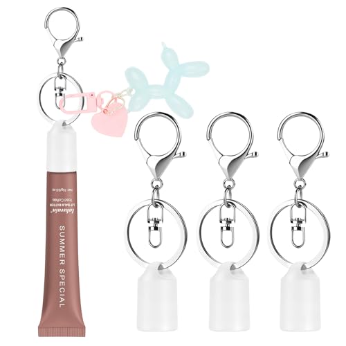 lezecur Keychain Cap Compatible with Summer Fridays 0.5 oz Lip Balm & LANGIGE 0.35 oz – Lip Balm Holder Keychain (3, White)