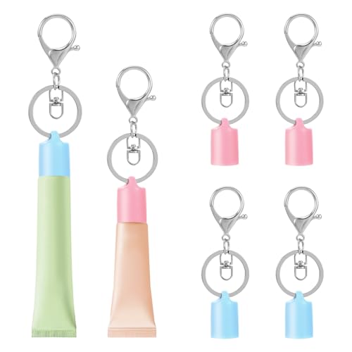 Lip Gloss Keychain Compatible with Summer Fridays 0.5 Oz Lip Balm, Keychain Cap Replacement for LANGIGE 0.35 oz Lip Balm Portable Lipgloss Case with Keyring Lipgloss Holder Keychain Replacement Cover