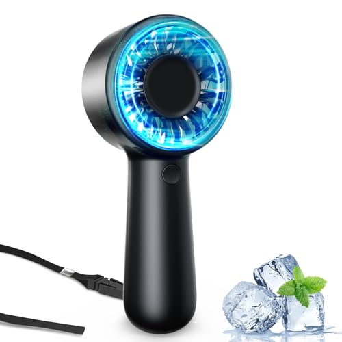 Portable Handheld Fan - Personal Hand Held Turbo Fans, USB-C Rechargeable Battery, 5-Speed Settings, Lanyard, Makeup Fan, Gift for Women, Men, Kid, Travel, Office, Park, Outdoor Wedding, Birthday